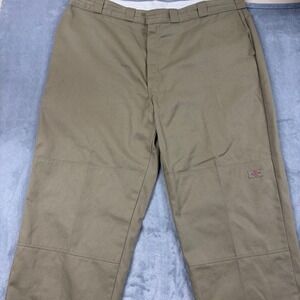 VTG Dickies Mens 46x32 Double Knee Utility Workwear Pants Made Mexico Khaki Tan